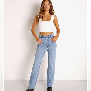 REVOLVE Rolla's Classic Straight High Rise Jeans 90's Blue-Buttonfly-Size 27